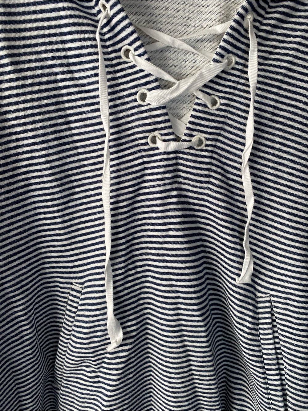 J.Crew Striped Terry Beach Poncho Cover Up Tunic M/L Lace Up Nautical - Picture 4 of 11